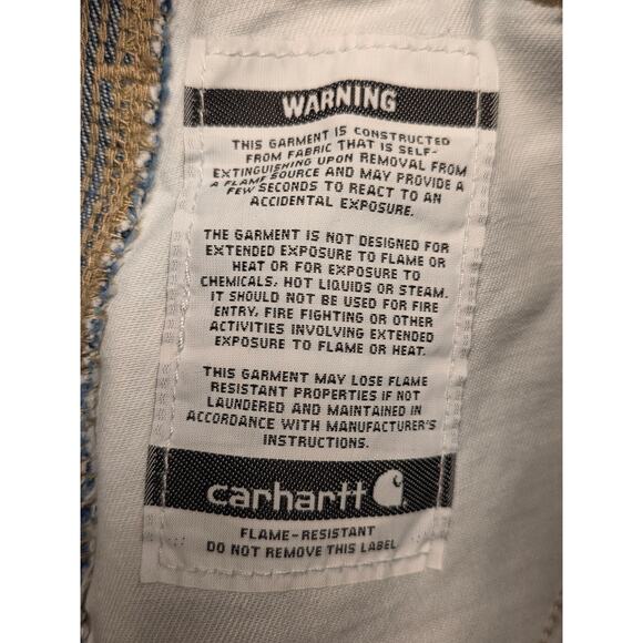 Carhartt FR Carpenter Jeans Mens 44x32 Fire Resistant Denim Blue Workwear FRB13 - Picture 6 of 7